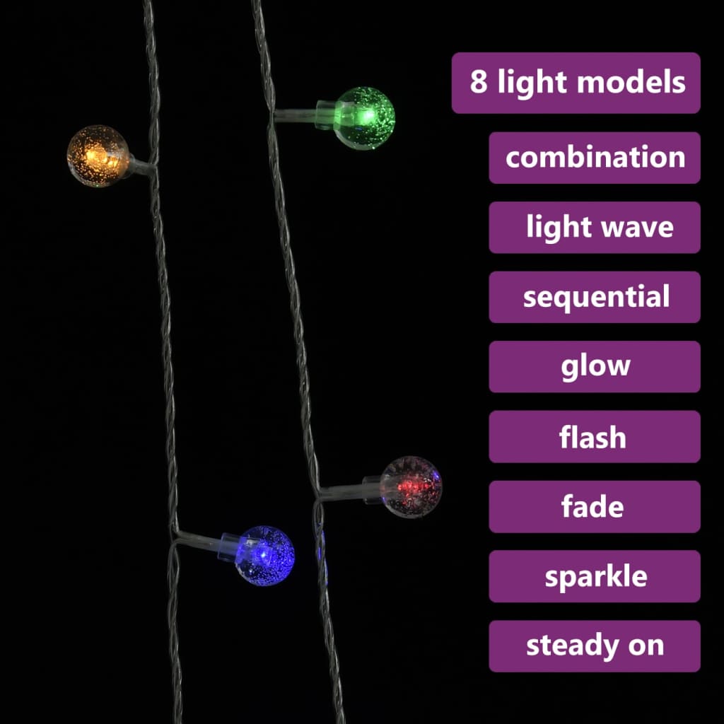 vidaXL fairylights-lyskæder 20 m 200 LED'er 8 funktioner flerfarvet