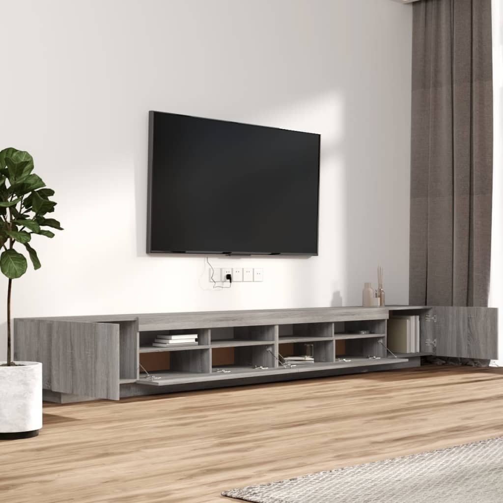 vidaXL tv-borde 3 stk. med LED-lys konstrueret træ grå sonoma-eg