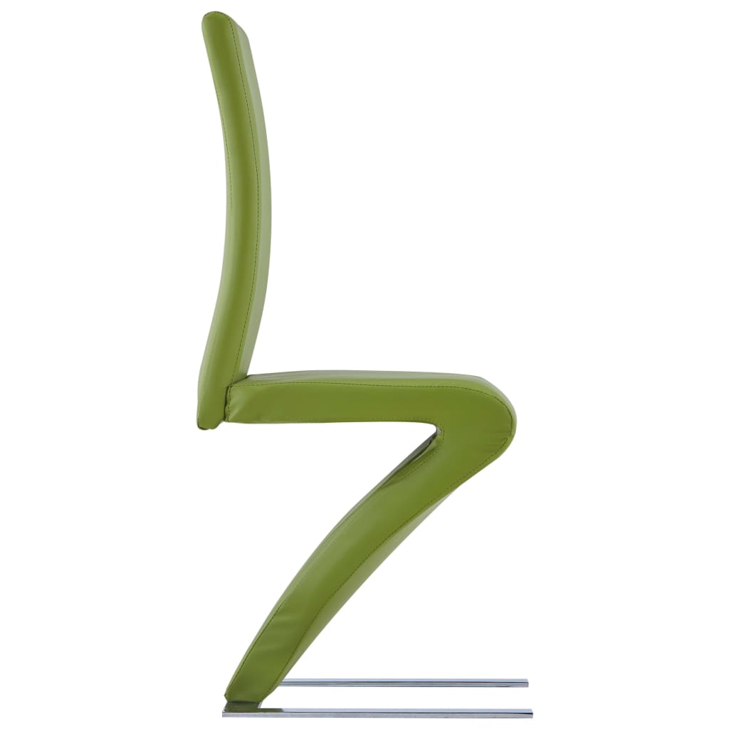 vidaXL spisebordsstole 2 stk. med zigzagform kunstlæder grøn