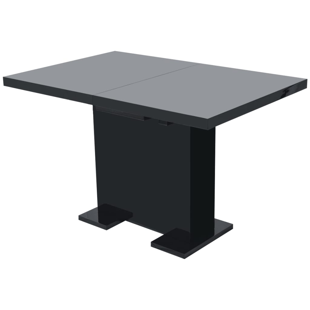 vidaXL udvideligt spisebord sort højglans