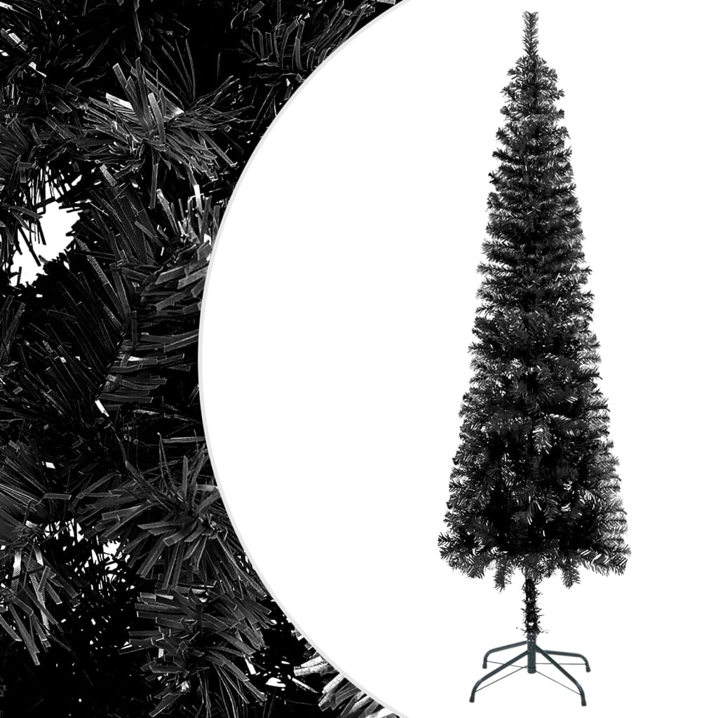 vidaXL smalt juletræ med lys og kuglesæt 120 cm sort