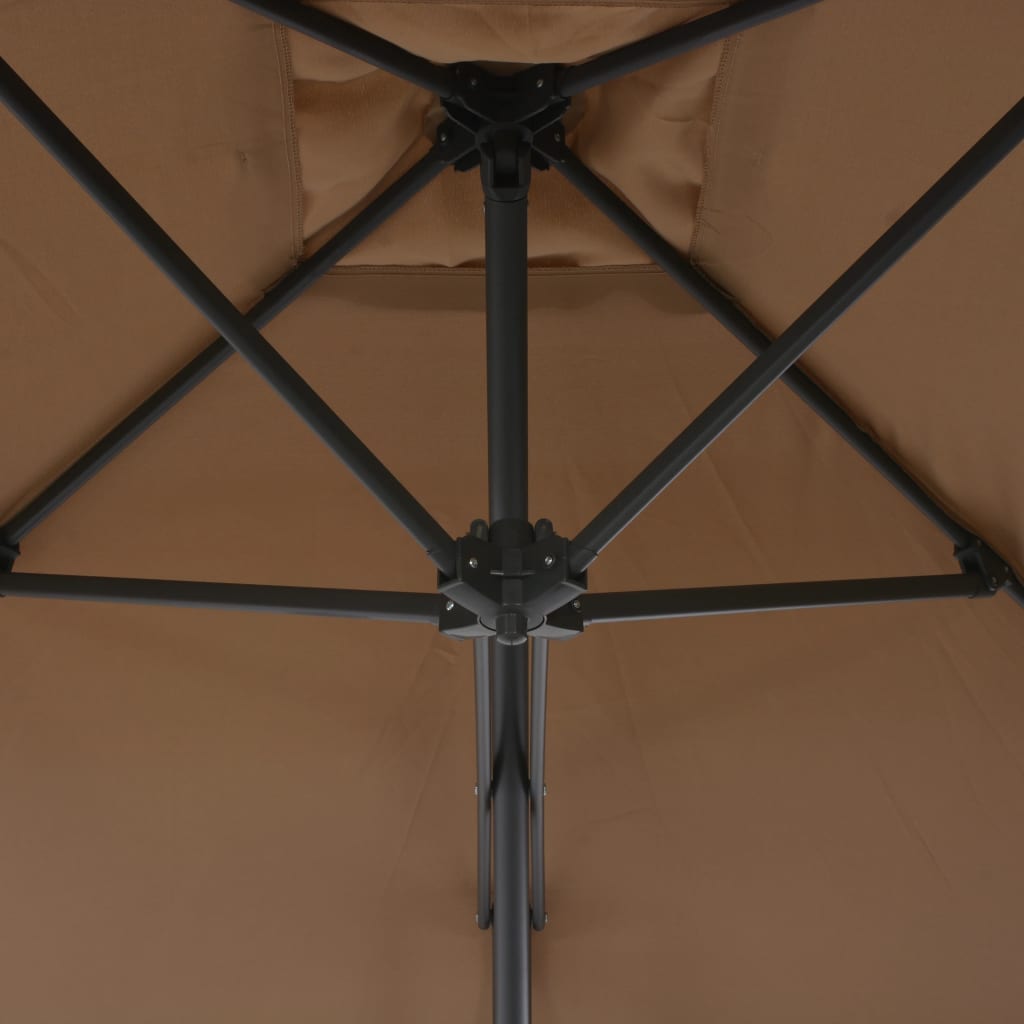 vidaXL udendørs parasol med stålstang 300 cm gråbrun
