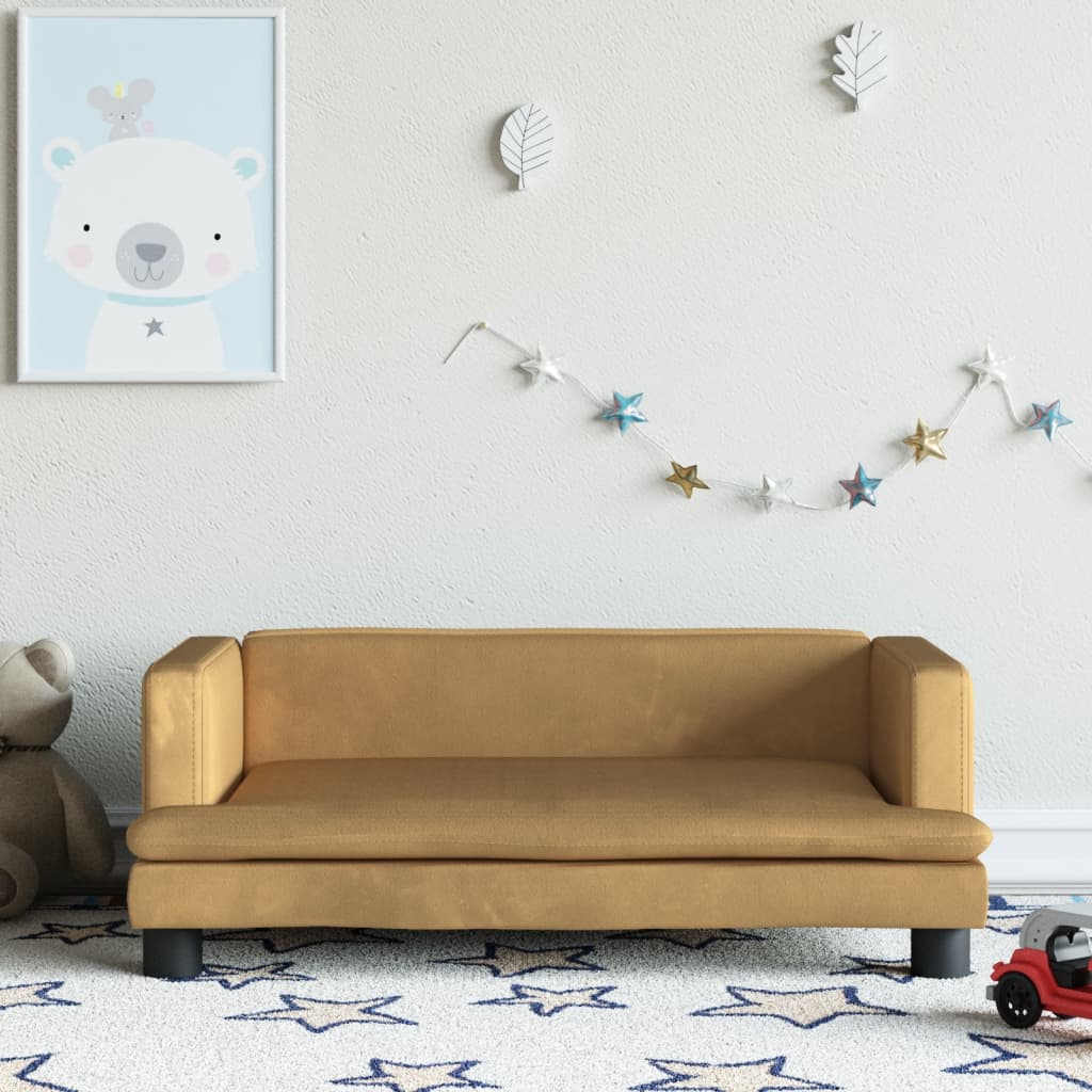 vidaXL sofa til børn 80x45x30 cm velour brun