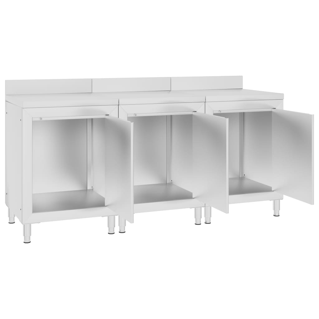 vidaXL kommercielt køkkenbord med skab 180x60x96 cm rustfrit stål