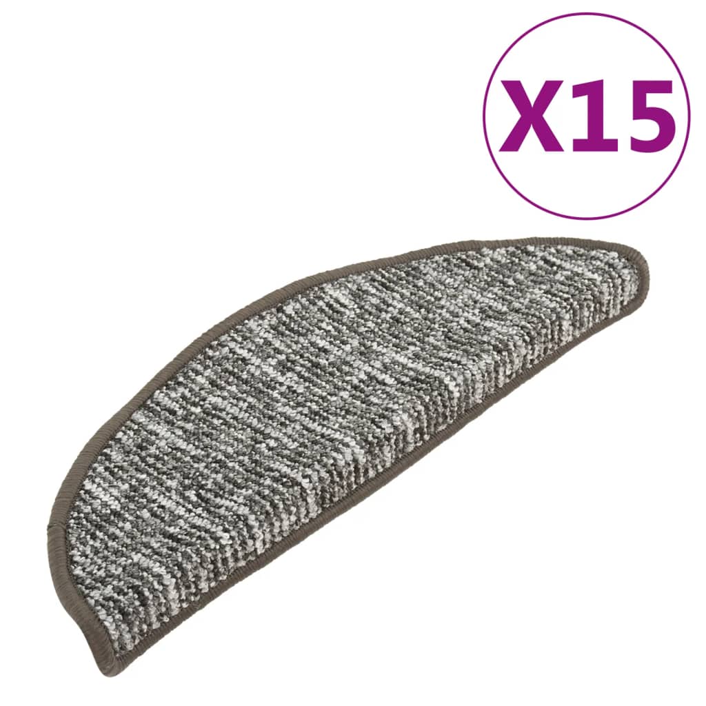 vidaXL 15 stk. trappemåtter 65x21x4 cm antracitgrå