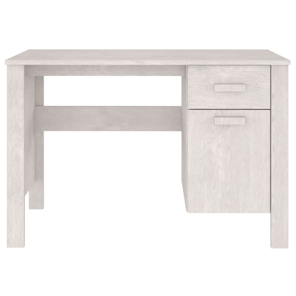 vidaXL skrivebord HAMAR 113x50x75 cm massivt fyrretræ hvid