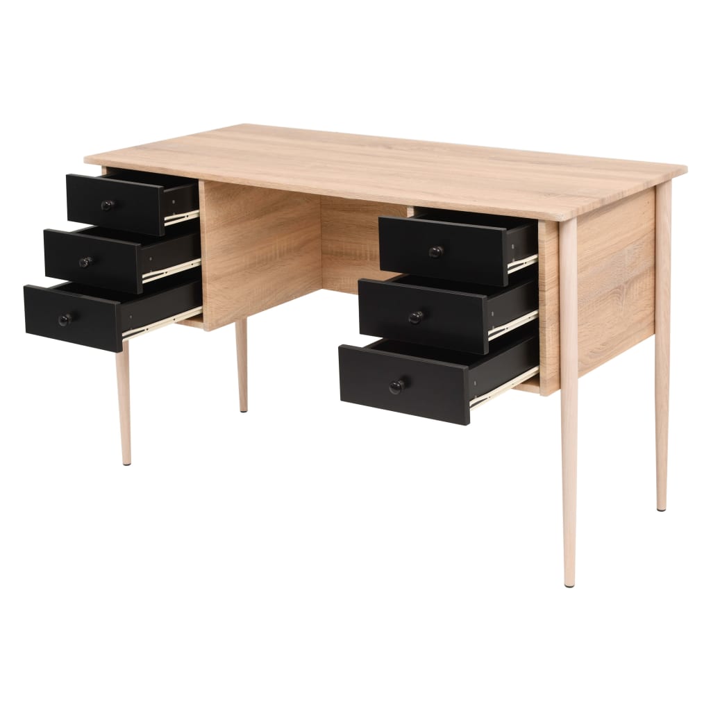 vidaXL skrivebord med skuffer 120 x 55 x 76 cm eg og sort