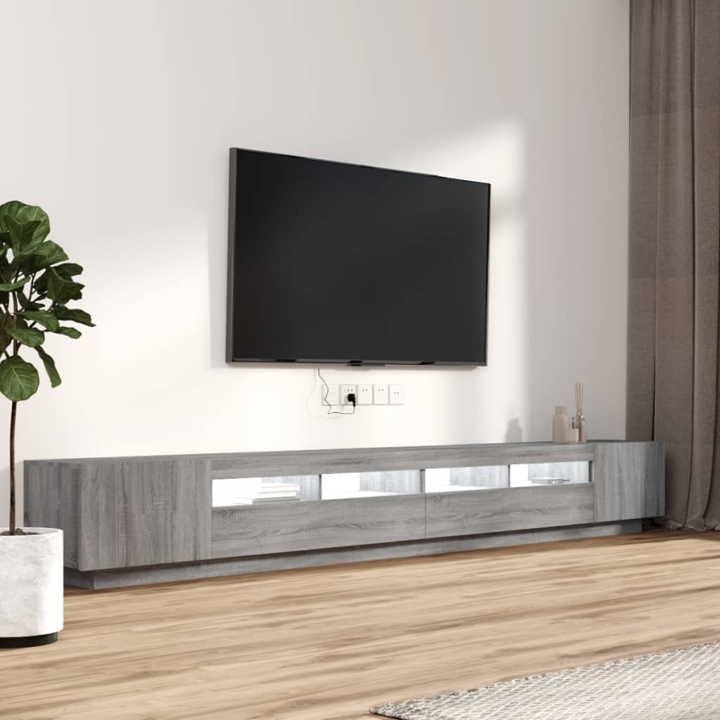 vidaXL tv-borde 3 stk. med LED-lys konstrueret træ grå sonoma-eg