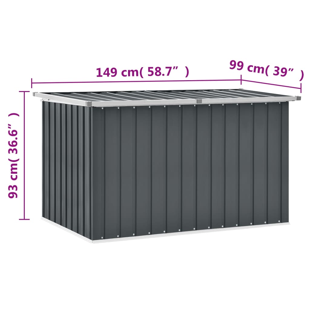 vidaXL opbevaringskasse til haven 149x99x93 cm grå