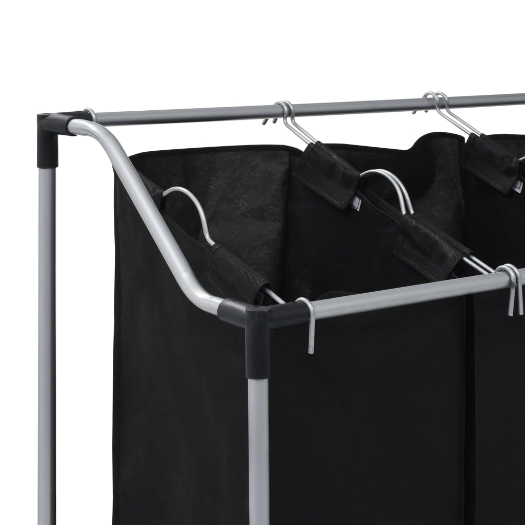 vidaXL vasketøjskurv med 3 poser stål sort