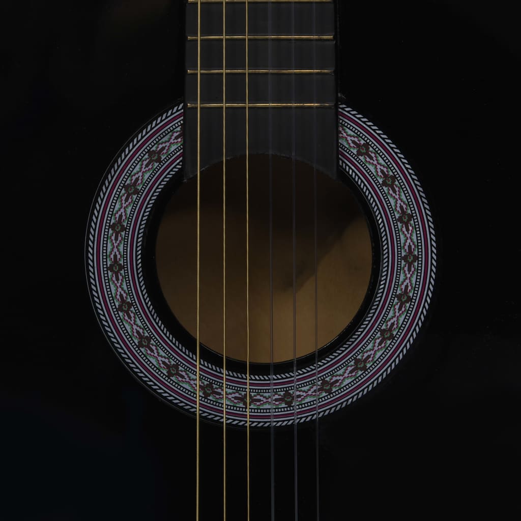 vidaXL klassisk guitarsæt 8 dele til begyndere 3/4 36" sort