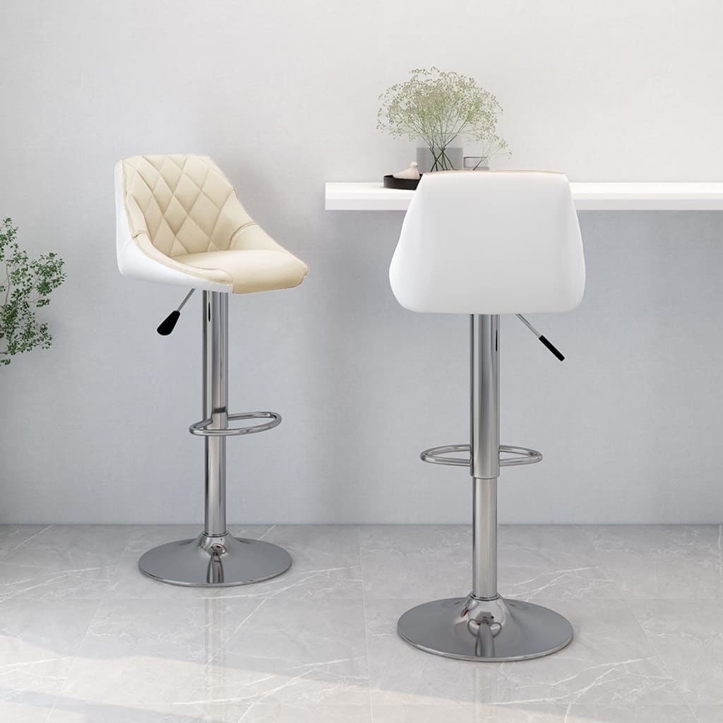 vidaXL barstole 2 stk. kunstlæder cremefarvet og hvid