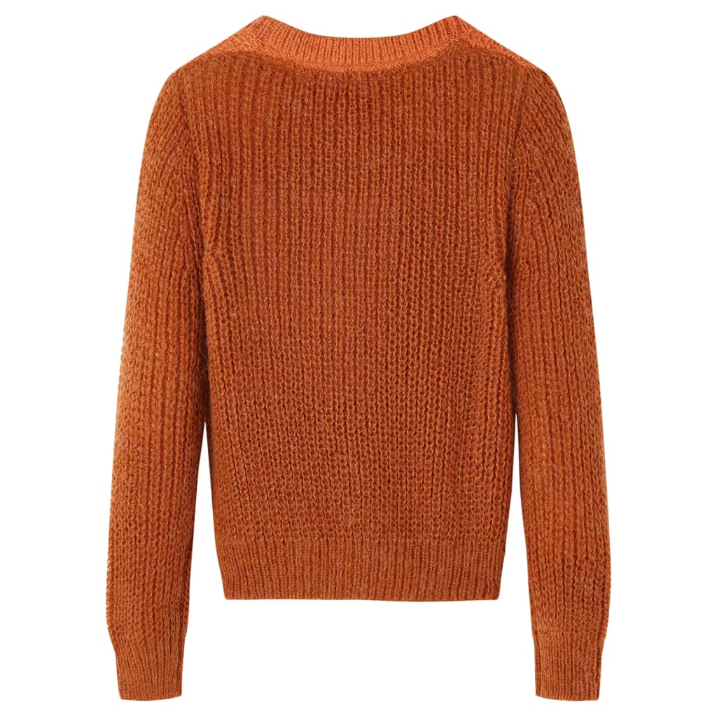 Sweater til børn str. 92 strikket cognacfarvet