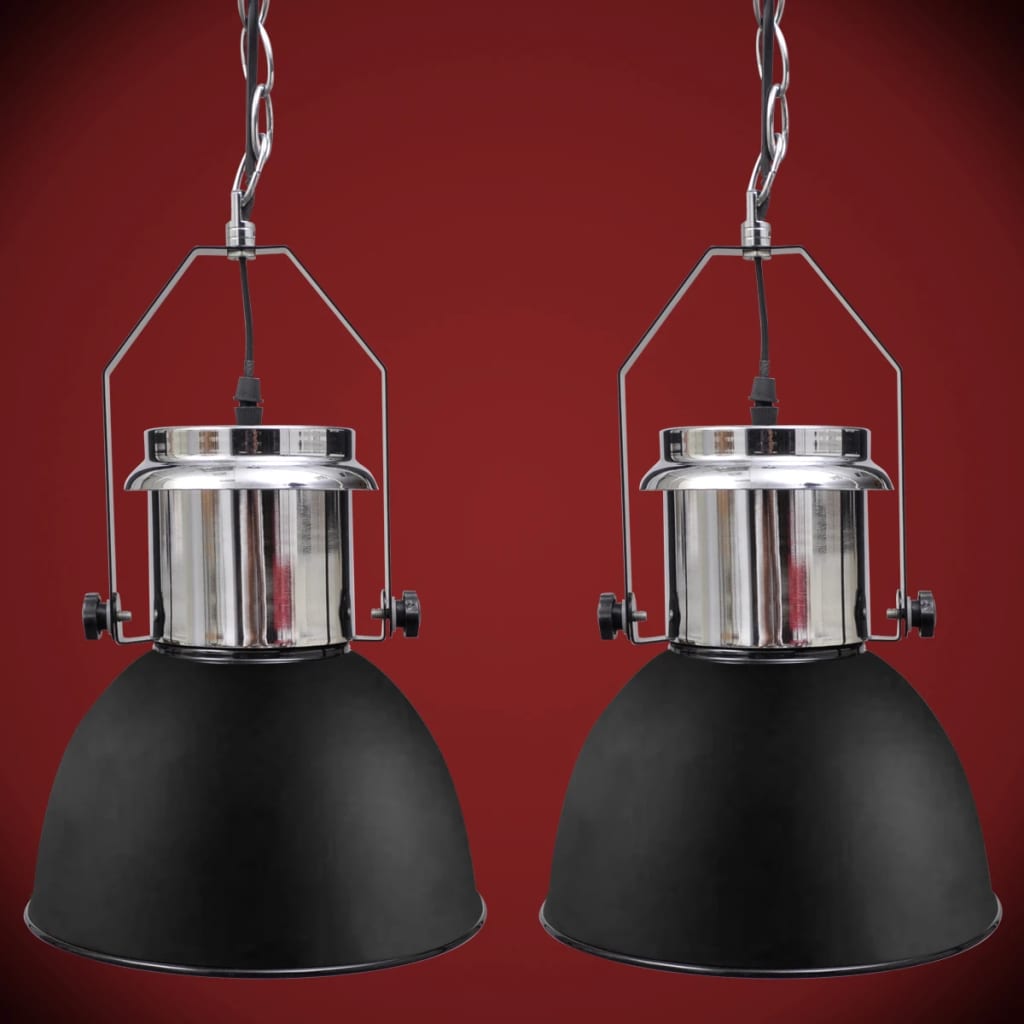 vidaXL loftslampe i metal 2 stk. højdejusterbar moderne sort