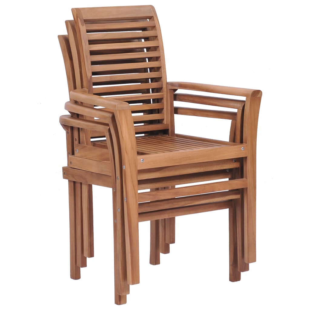 vidaXL stabelbare spisebordsstole 4 stk. massivt teaktræ