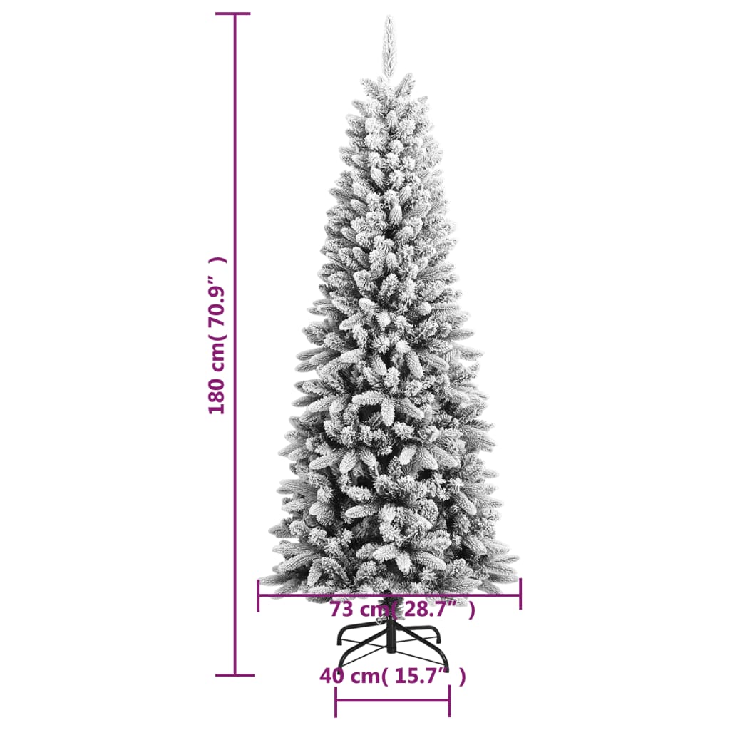 vidaXL kunstigt juletræ med sne 180 cm PVC og PE