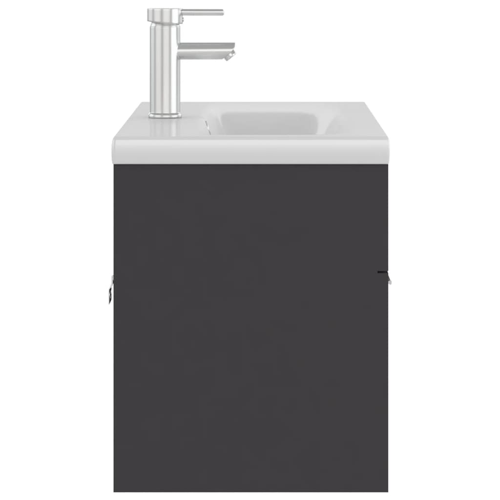 vidaXL vaskeskab med indbygget håndvask konstrueret træ grå