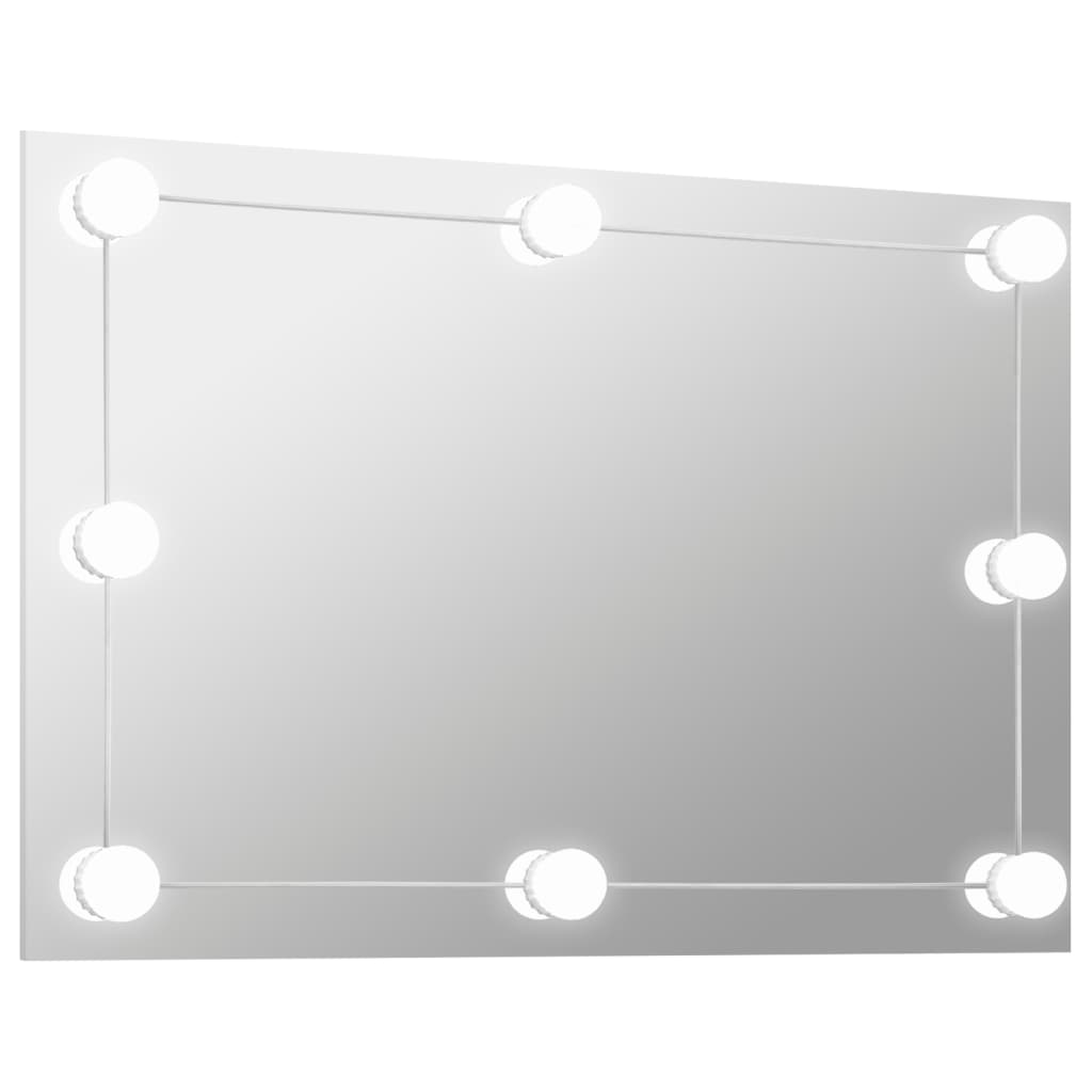 vidaXL vægspejl uden ramme med LED-lys rektangulær glas