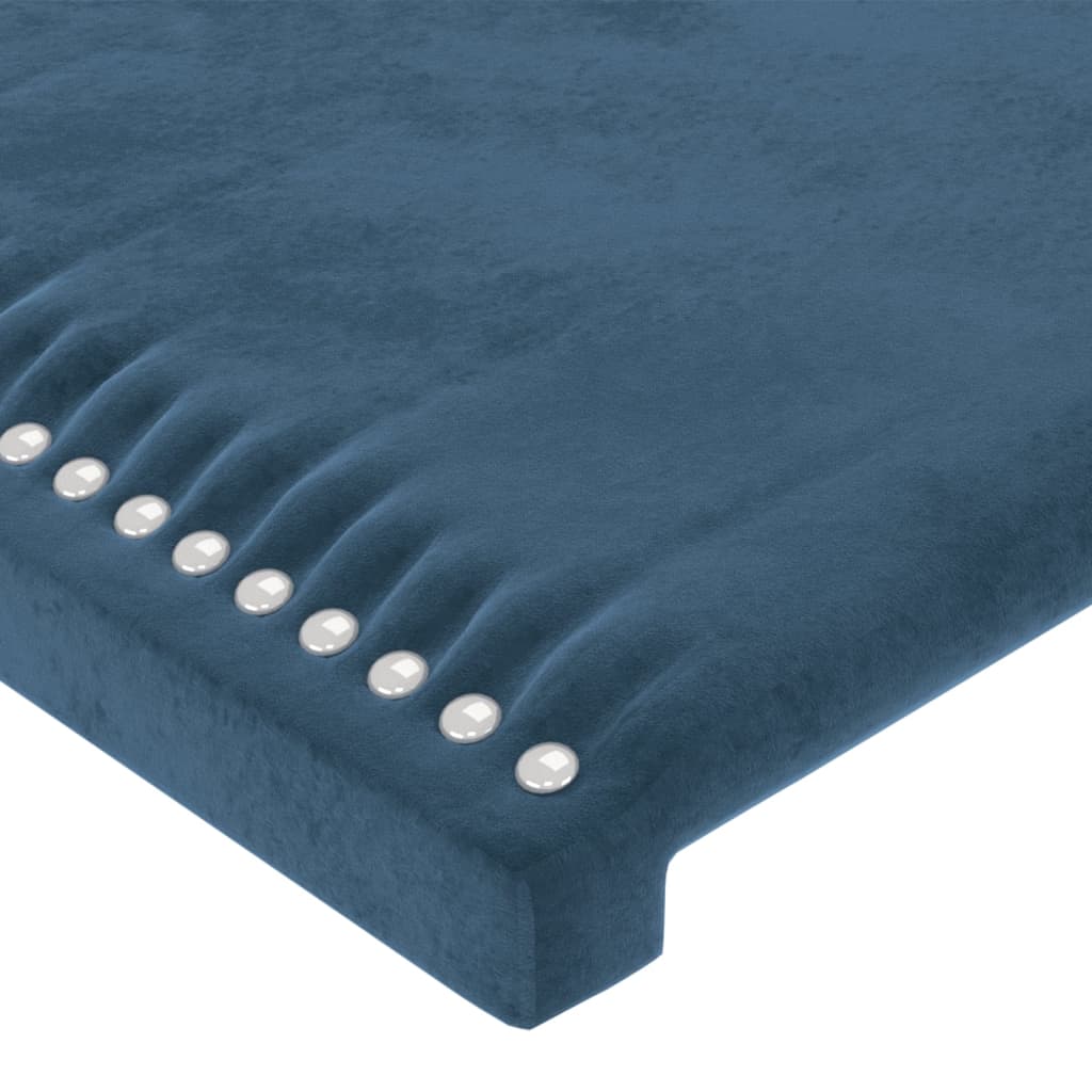 vidaXL sengegavl med kanter 103x23x118/128 cm fløjl mørkeblå