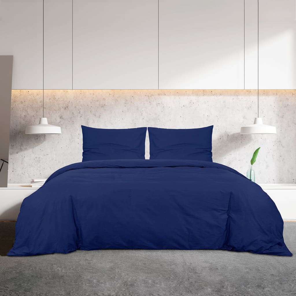 vidaXL sengetøj 200x200 cm let mikrofiberstof marineblå