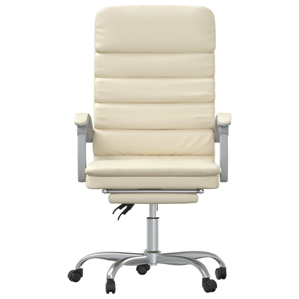 vidaXL kontorstol med massagefunktion kunstlæder cremefarvet