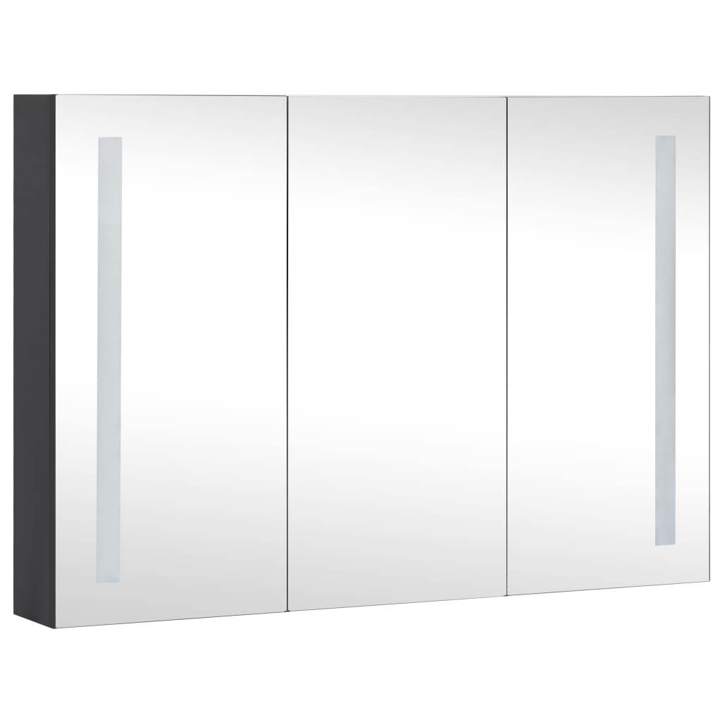 vidaXL badeværelsesskab med spejl + LED-lys 89x14x62 cm