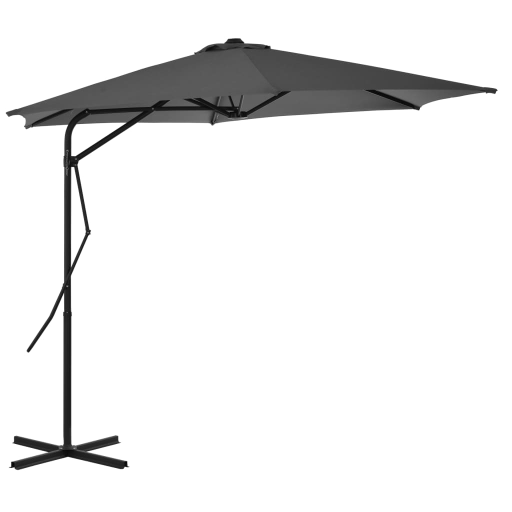 vidaXL udendørs parasol med stålstang 300 cm antracitgrå