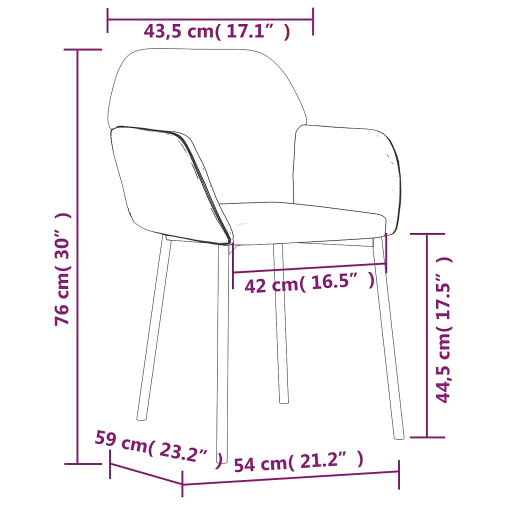 vidaXL spisebordsstole 2 stk. fløjl cremefarvet
