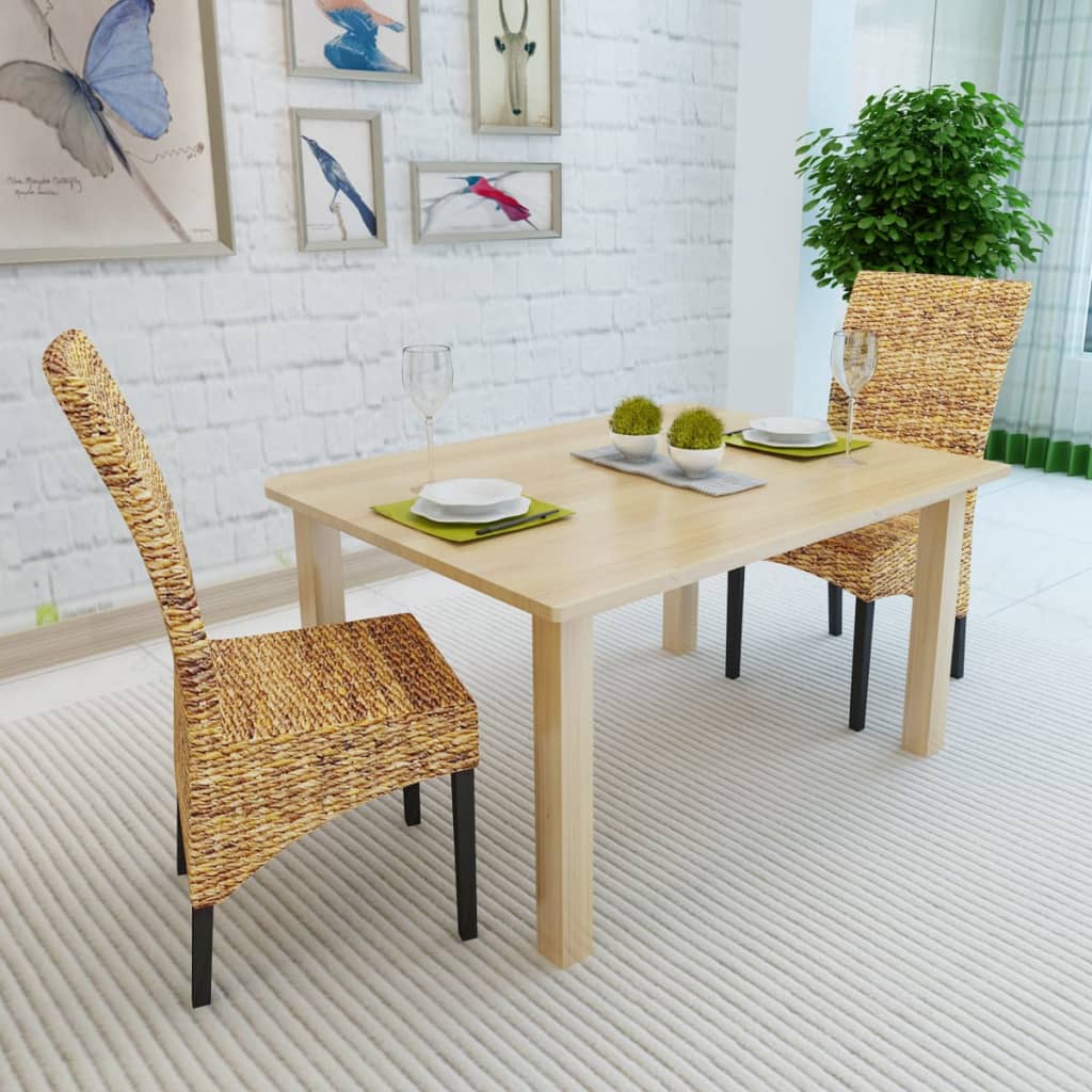 vidaXL spisebordsstole 2 stk. abacá og massivt mangotræ