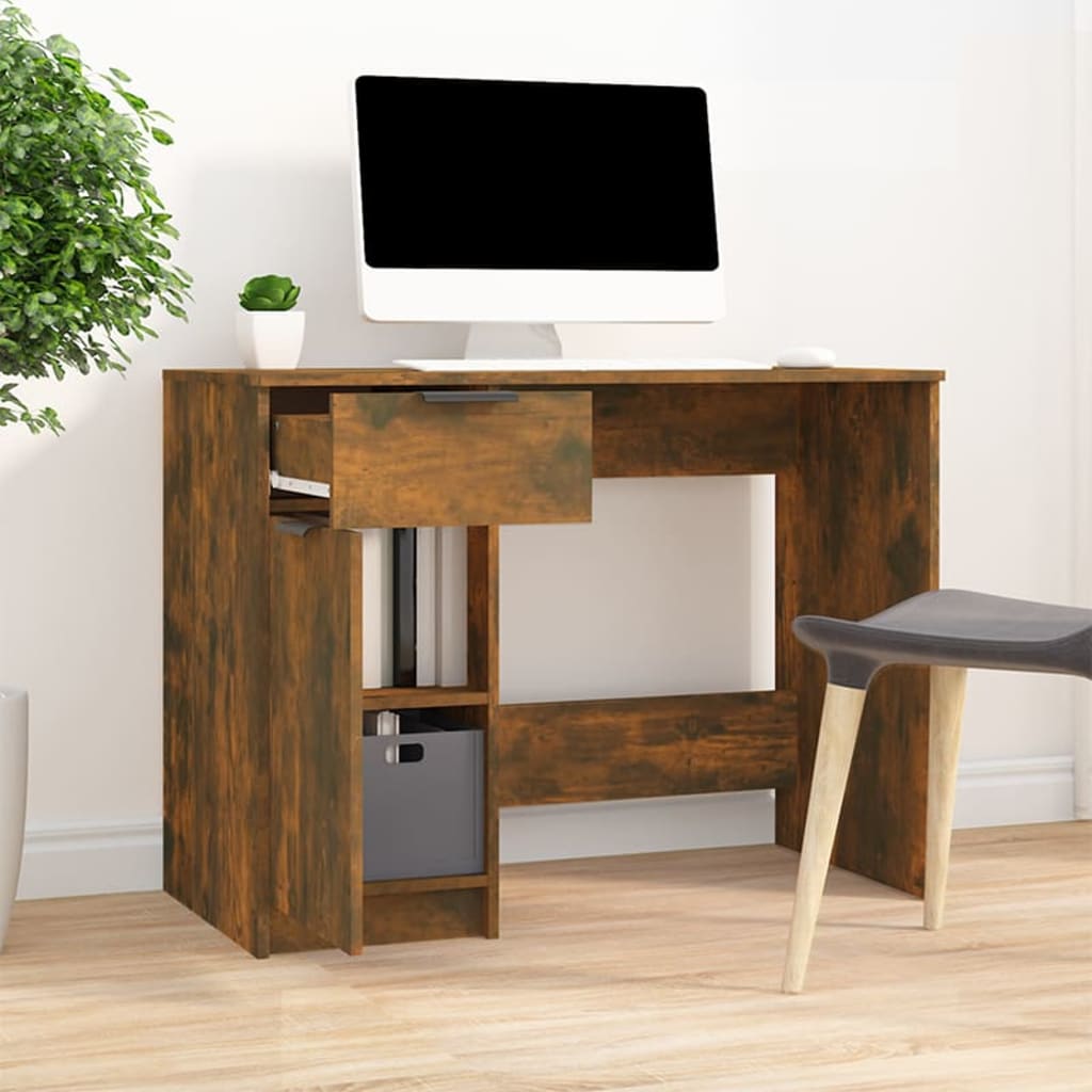 vidaXL skrivebord 100x50x75 cm konstrueret træ røget egetræsfarve