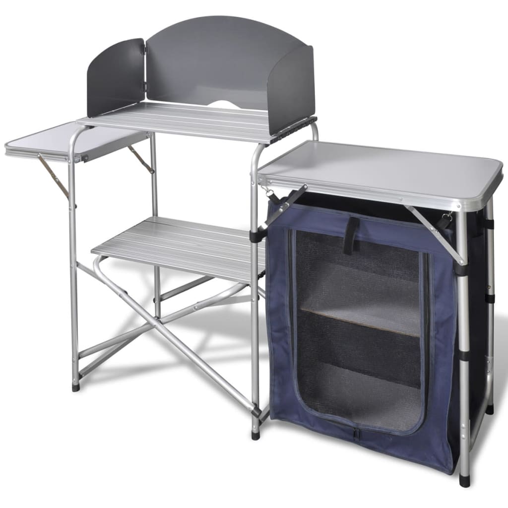 vidaXL foldbart campingbord med skærm aluminium