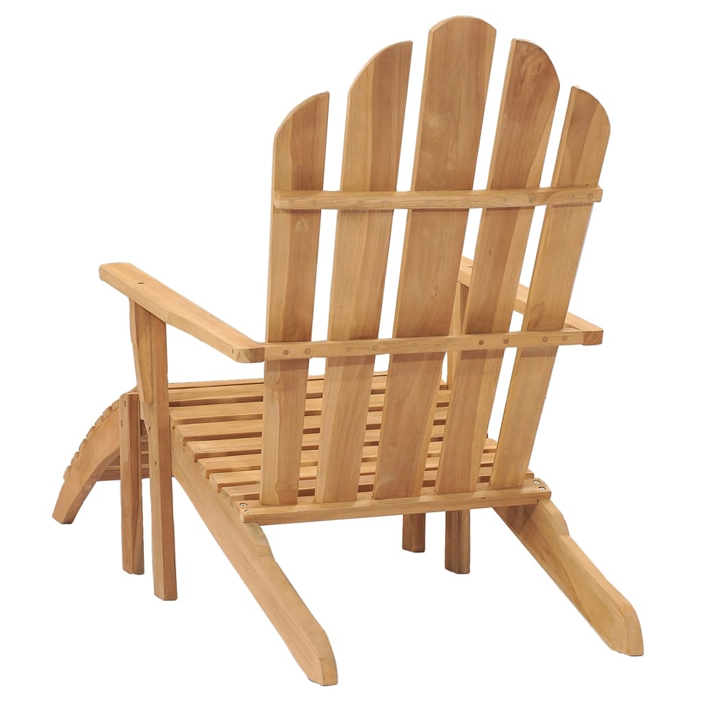 vidaXL Adirondack-stol med fodstøtte massivt teaktræ