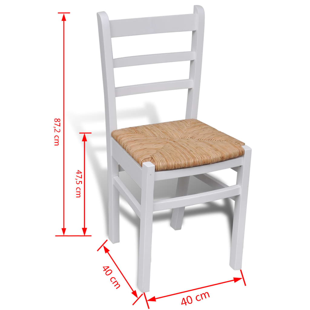 vidaXL spisebordsstole 6 stk. fyrretræ og siv hvid