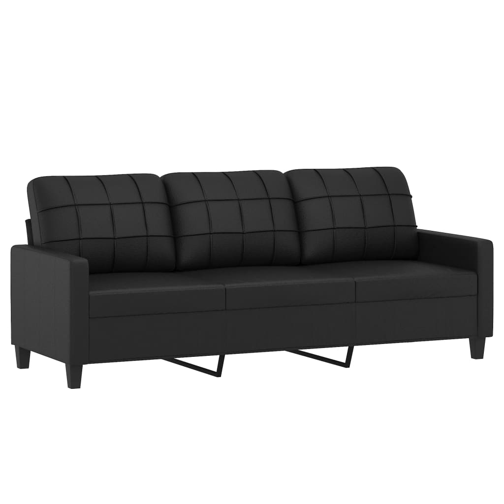 vidaXL 3-personers sofa med pyntepuder 180 cm kunstlæder sort
