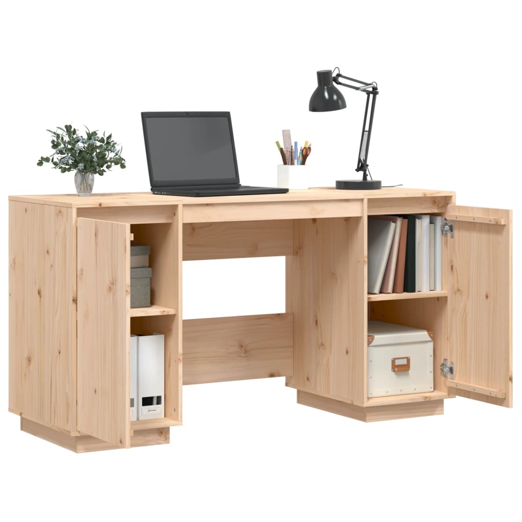 vidaXL skrivebord 140x50x75 cm massivt fyrretræ