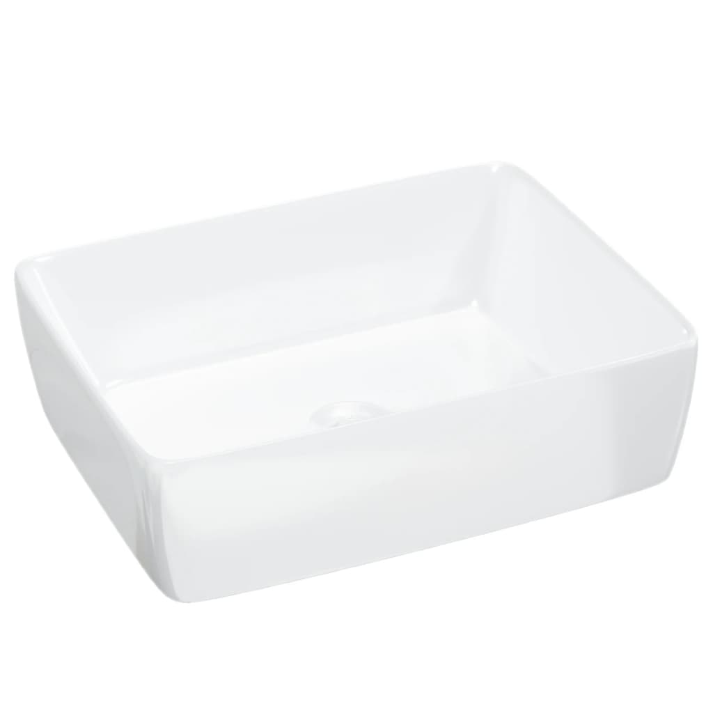 vidaXL håndvask 48x37x13 cm keramik rektangel hvid