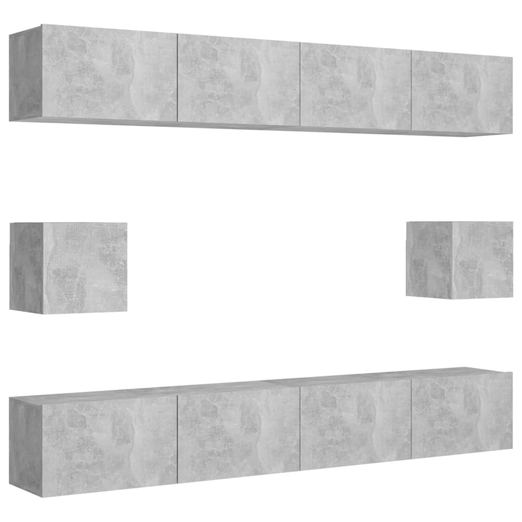 vidaXL tv-skabssæt 6 dele spånplade betongrå