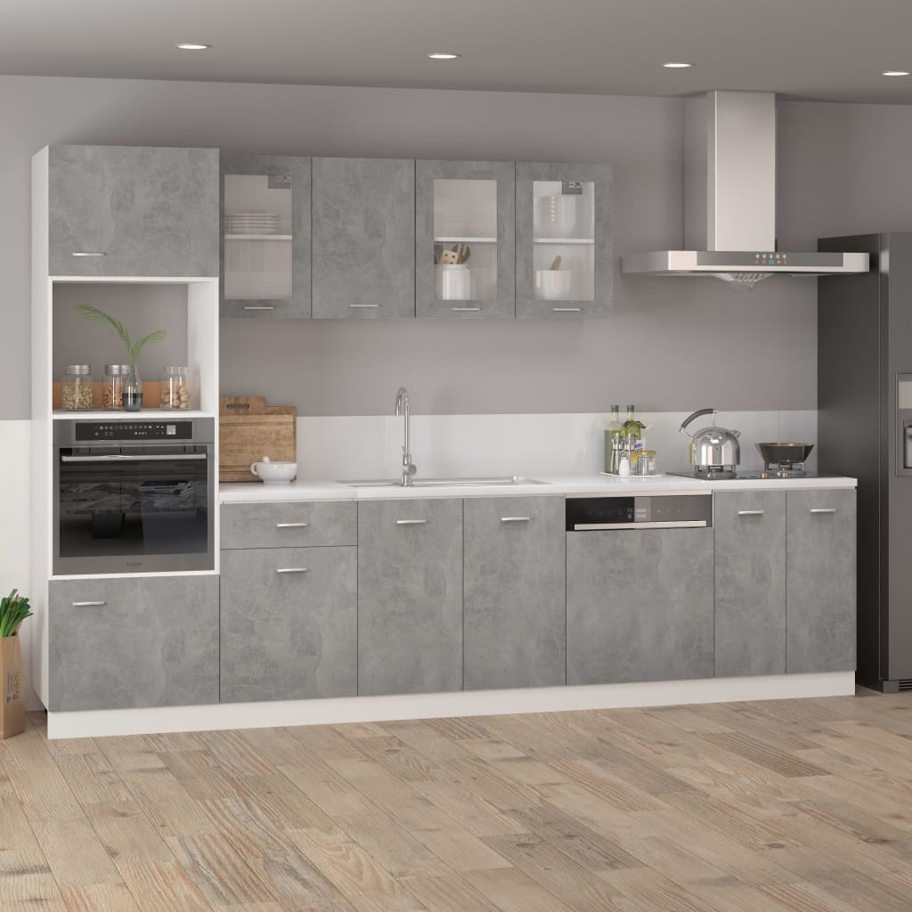 vidaXL køkkenskab til mikroovn 60x57x207 cm konstrueret træ betongrå