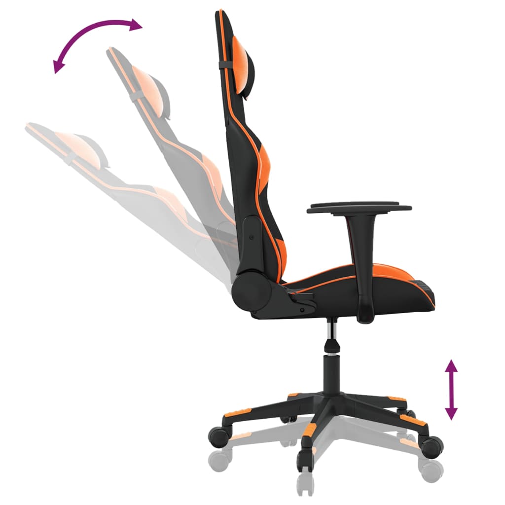 vidaXL gamingstol m. massagefunktion kunstlæder sort og orange