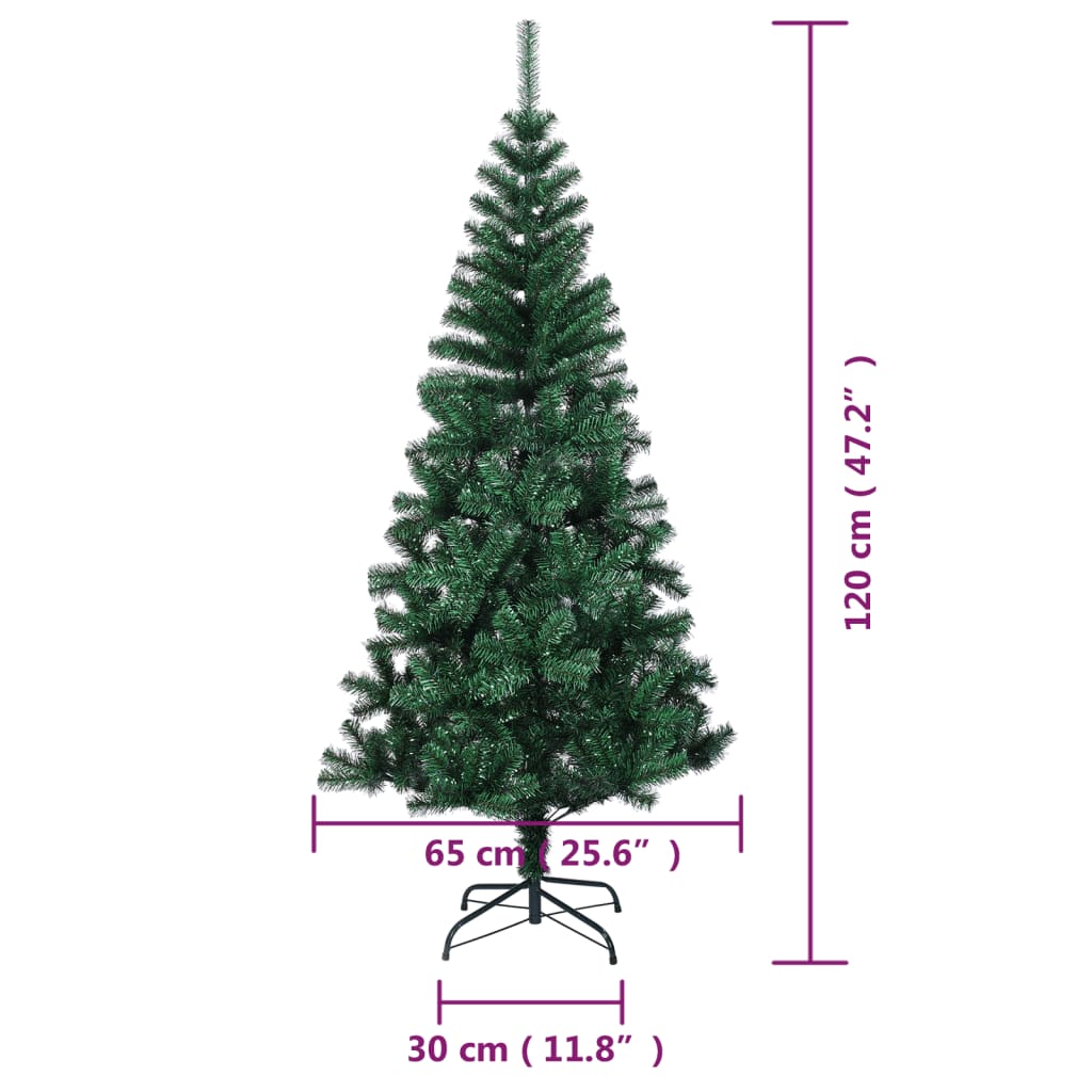 vidaXL kunstigt juletræ med farverige grene 120 cm PVC grøn
