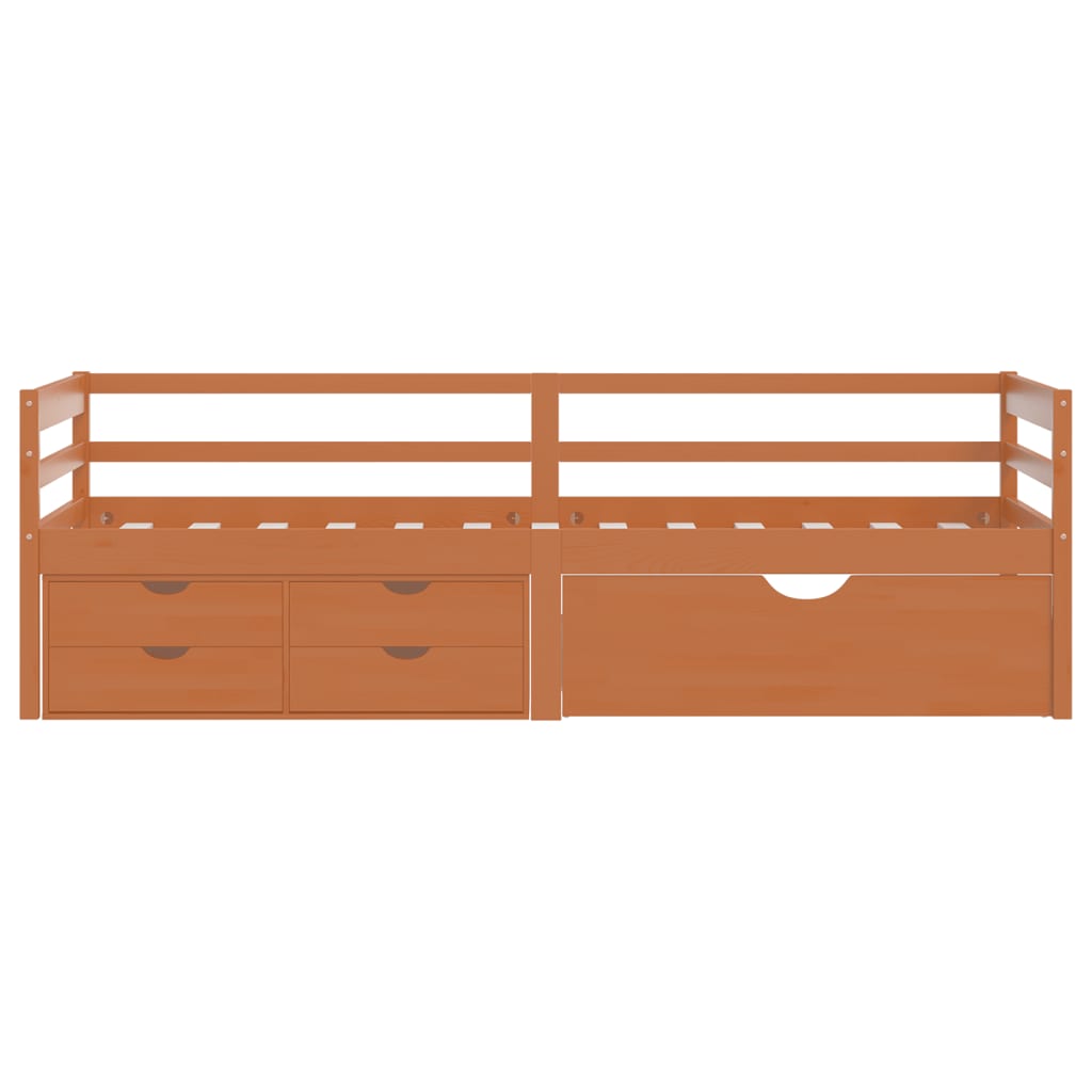 vidaXL sengestel med skuffer 90x200 cm fyrretræ honningbrun
