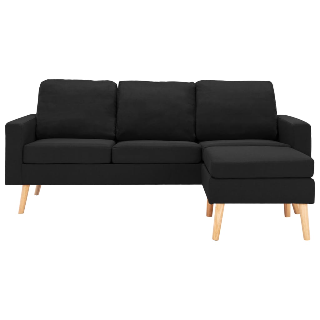 vidaXL 3-personers sofa med fodskammel stof sort
