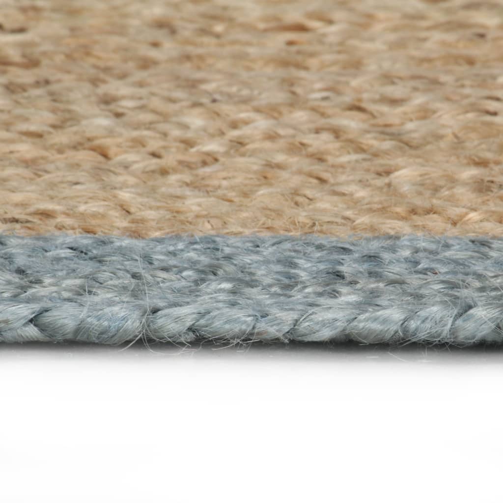 vidaXL håndlavet tæppe med olivengrøn kant jute 120 cm