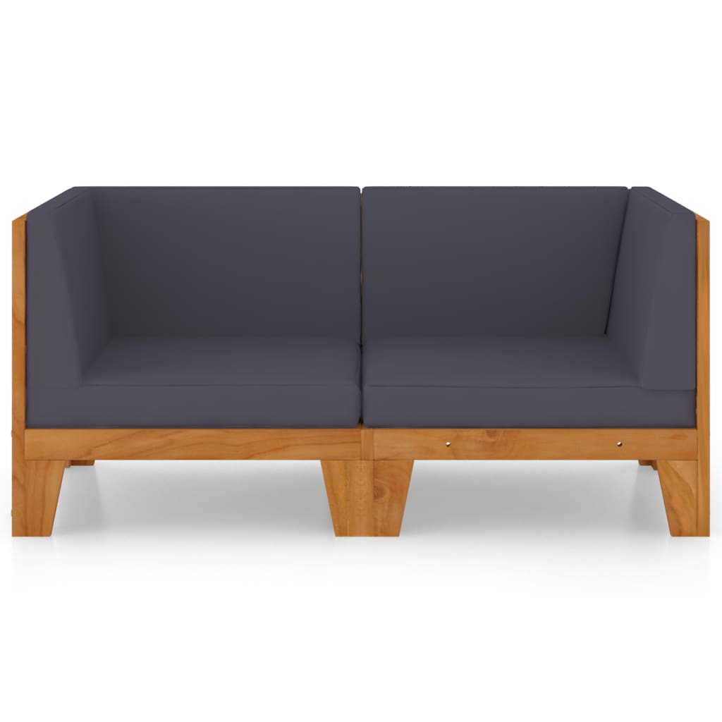 vidaXL 2-personers sofa med mørkegrå hynder massivt akacietræ