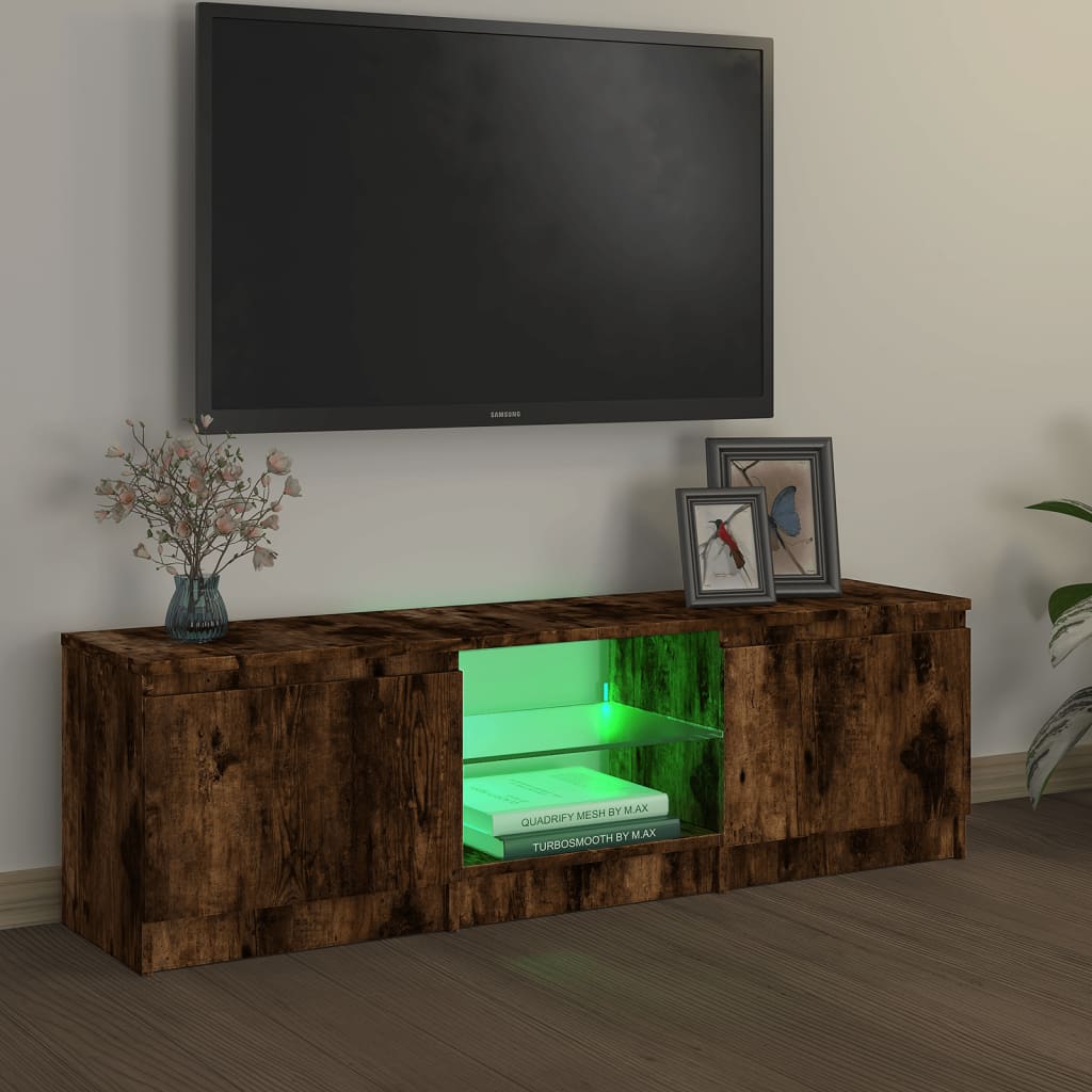 vidaXL tv-bord med LED-lys 120x30x35,5 cm røget eg