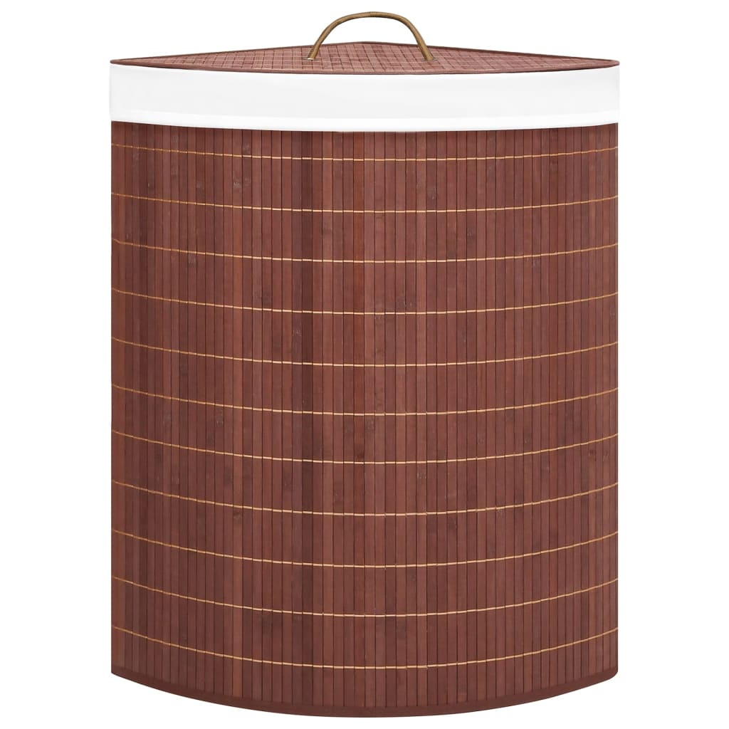 vidaXL hjørnevasketøjskurv 60 l bambus brun
