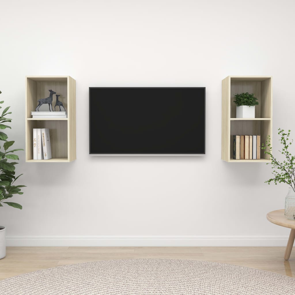 vidaXL vægmonterede tv-skabe 2 stk. konstrueret træ sonoma-eg