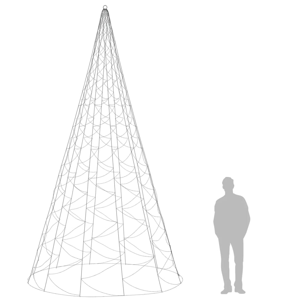 vidaXL juletræ til flagstang 1400 LED'er 500 cm varmt hvidt lys