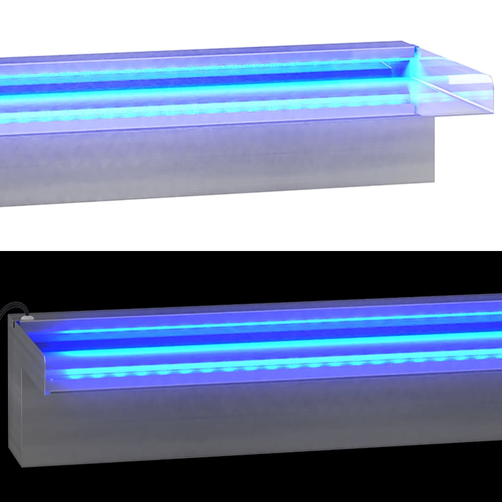 vidaXL vandfald med LED'er og RGB-farver 90 cm rustfrit stål