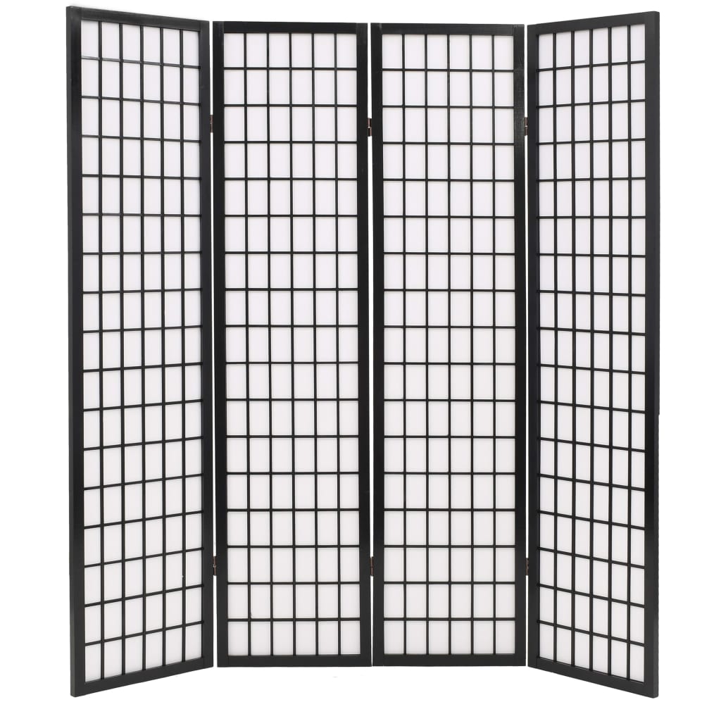 vidaXL foldbar 4-panels rumdeler japansk stil 160 x 170 cm sort